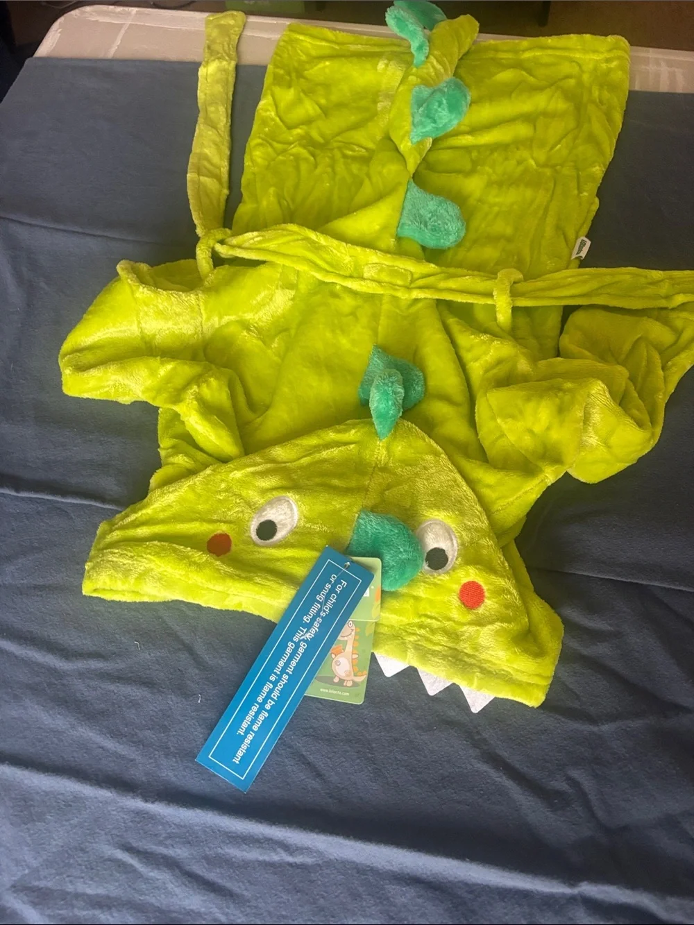 Kids Plush Hooded Robe - Lime Green